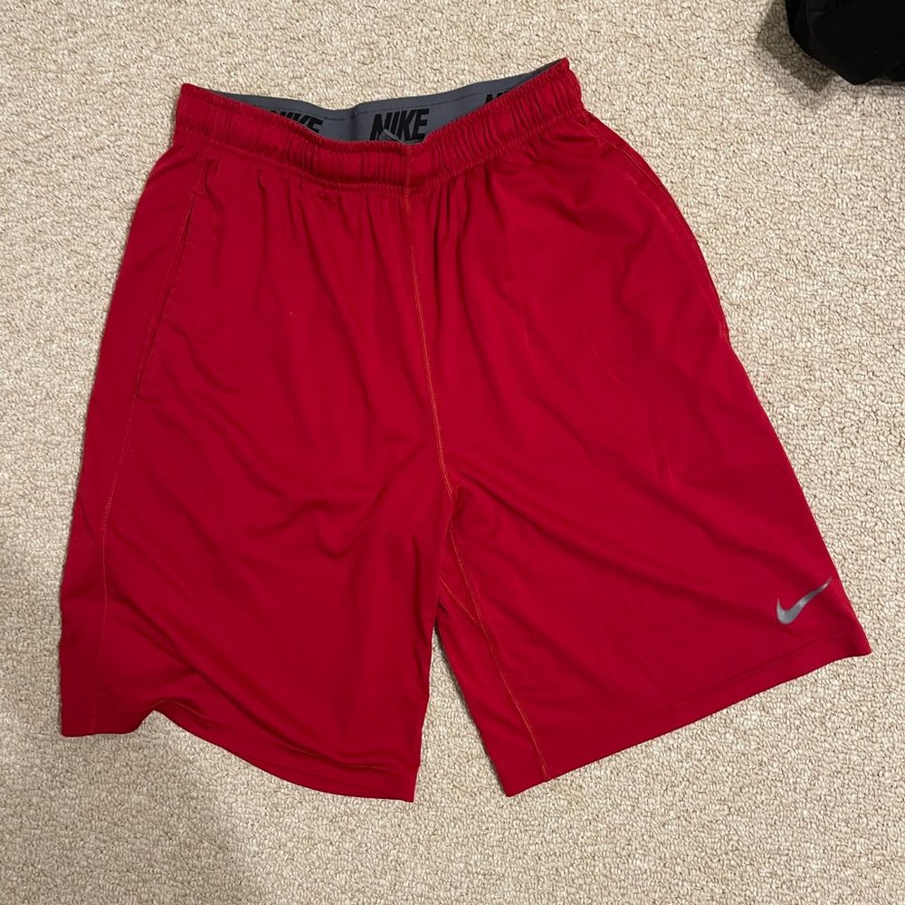 Red Nike Dri-Fit Athletic Shorts